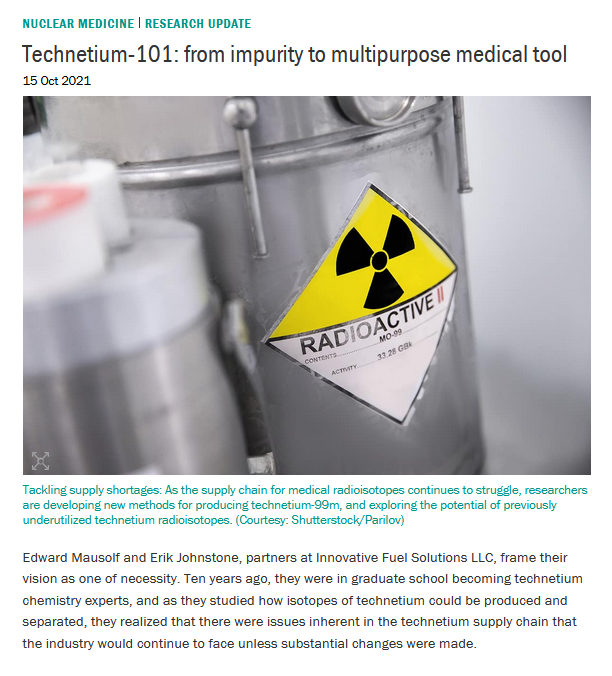 Link to isotope production article at Physics World
